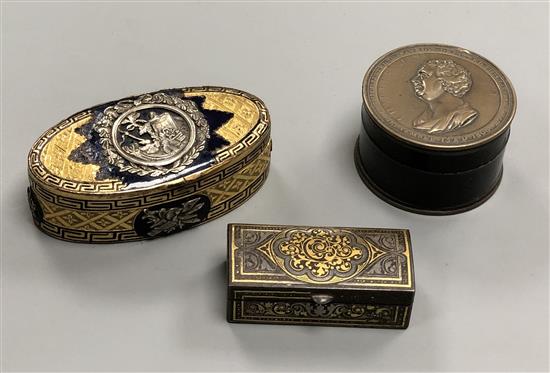 Two snuff boxes and a vesta